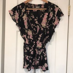 Reformation Floral Wrap Top